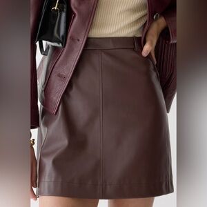 J Crew Burgundy Leather Mini Skirt